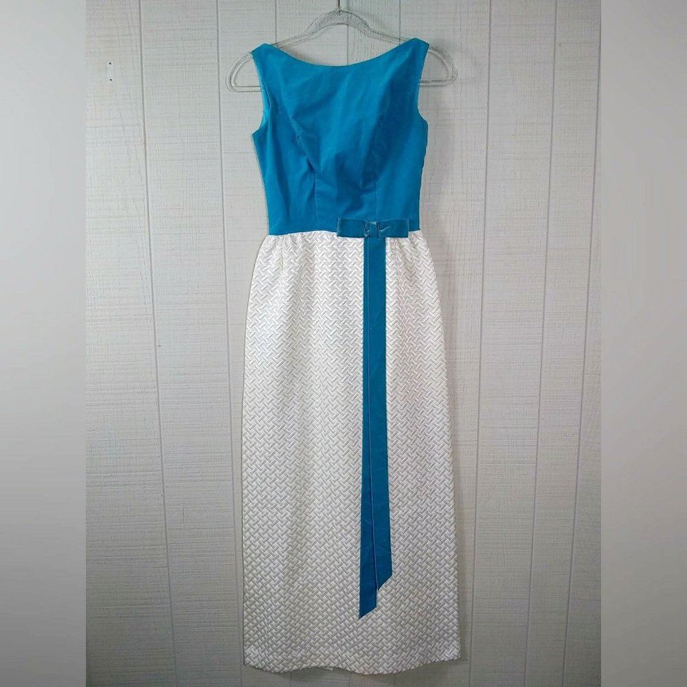 Vintage 60s Maxi Dress Evening Wear Velvet Brocade - Picture 1 of 14